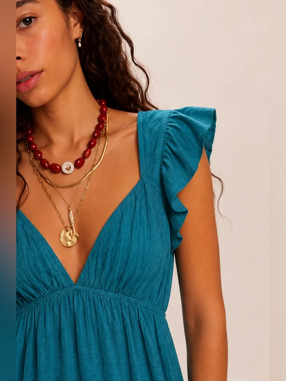 NWT FREE PEOPLE Aquamarine Maxi Dress | Tropic Teal MSRP $98 Size L - Picture 4 of 10